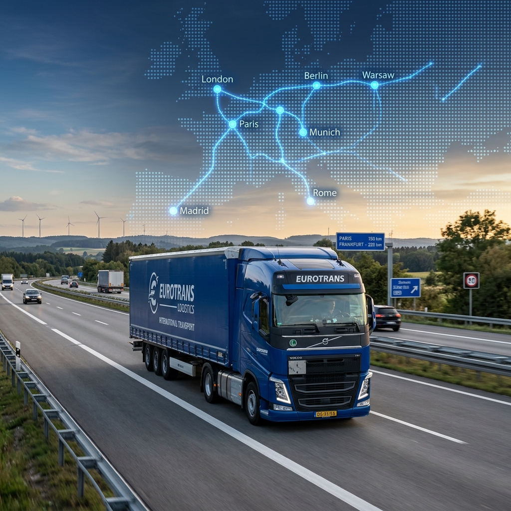 Logistics Truck with Europe Map